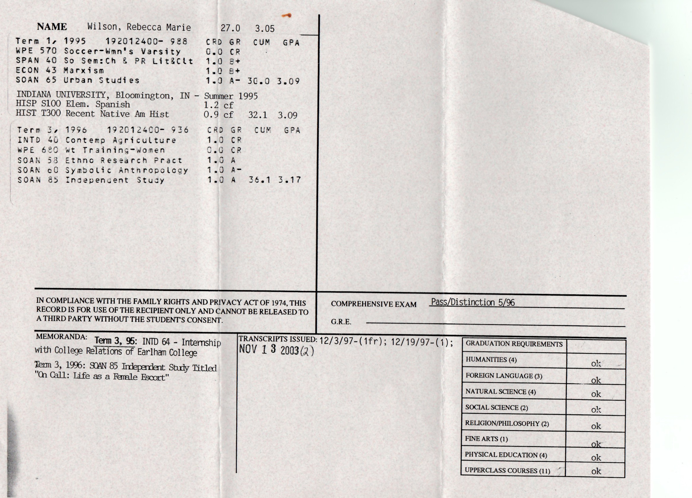 Earlham Transcript 1