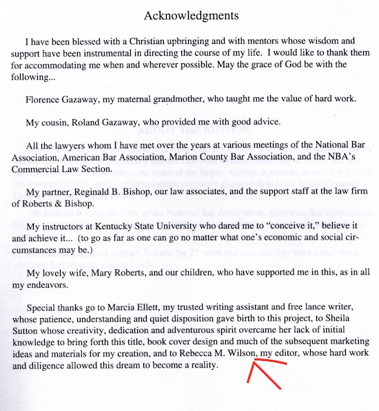 Ken Roberts acknowledgement