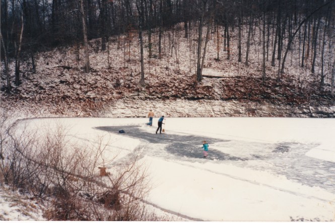cleaning the ice at Hash Road 80s