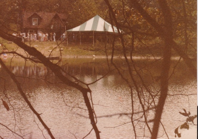 Original cabin from across the lake