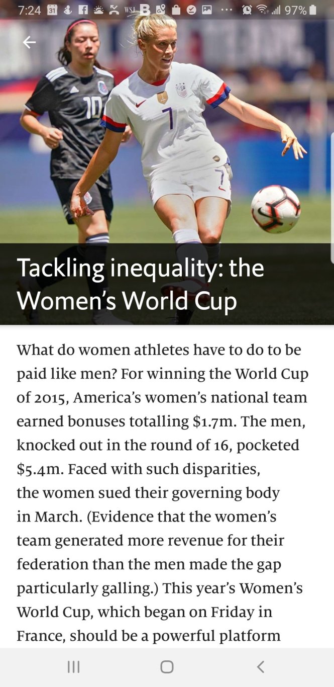 Gracias to the Economist for highlighting the high level of play in our women's game and the galling inequality in valuation between the sexes in the game. 